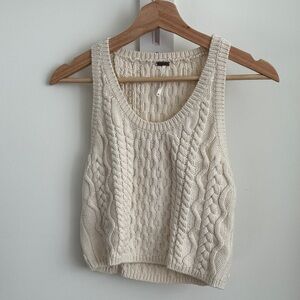 Free People Ivory Cable Knit Top